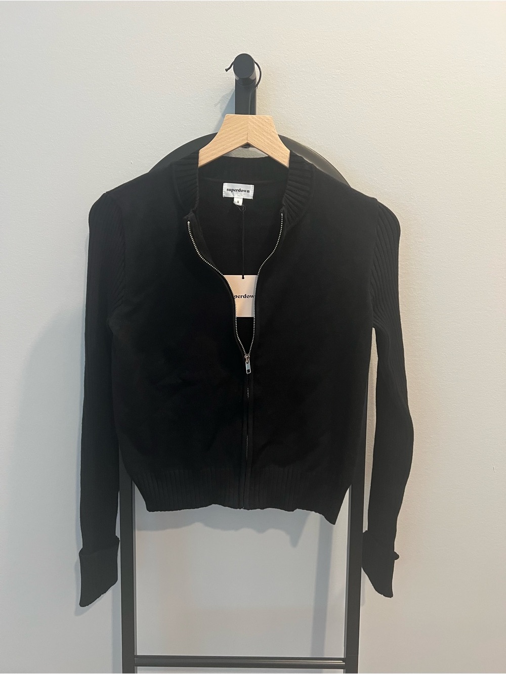 Superdown Carlinne Zip Up Sweater Black S